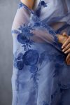 FANCY ORGANZA SILK THREAD EMBROIDERY DIAMOND WORK SAREE WITH UNSTITCHED BLOUSE PARTY WEAR WHOLESALE PRICE ETHNIC GARMENT (1)