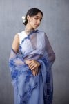 FANCY ORGANZA SILK THREAD EMBROIDERY DIAMOND WORK SAREE WITH UNSTITCHED BLOUSE PARTY WEAR WHOLESALE PRICE ETHNIC GARMENT (1)