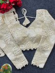 FANCY PURE KHADI EMBROIDERY WORK STITCHED BLOUSE WHITE