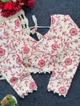FANCY PURE KHADI EMBROIDERY WORK STITCHED BLOUSE WHITE