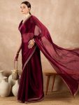 FANCY RANGOLI SILK EMBROIDERY SEQUENCE LACE WORK SAREE WITH UNSTITCHED BLOUSE PARTY WEAR WHOLESALE PRICE ETHNIC GARMENT (3)