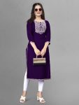 FANCY RAYON EMBROIDERY WORK ONLY KURTI PURPLE