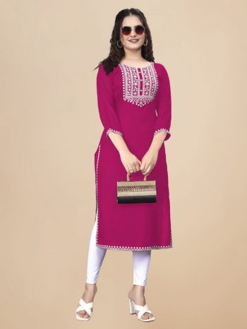 FANCY RAYON EMBROIDERY WORK ONLY KURTI RANI