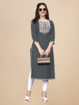 FANCY RAYON EMBROIDERY WORK ONLY KURTI GREY