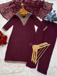 FANCY RAYON EMBROIDERY WORK TOP BOTTOM WITH DUPATTA FESTIVE WEAR WHOLESALE PRICE ETHNIC GARMENT (4)