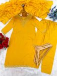 FANCY RAYON EMBROIDERY WORK TOP BOTTOM WITH DUPATTA FESTIVE WEAR WHOLESALE PRICE ETHNIC GARMENT (5)