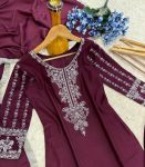 FANCY RAYON EMBROIDERY WORK TOP BOTTOM WITH DUPATTA PARTY WEAR WHOLESALE PRICE ETHNIC GARMENT (3)
