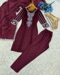 FANCY RAYON EMBROIDERY WORK TOP BOTTOM WITH DUPATTA PARTY WEAR WHOLESALE PRICE ETHNIC GARMENT (3)