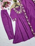 FANCY RAYON SLUB EMBROIDERY WORK TOP BOTTOM WITH DUPATTA FESTIVE WEAR WHOLESALE PRICE ETHNIC GARMENT (3)