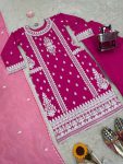 FANCY ROMAN SILK CHINE STITCH THREAD WORK TOP BOTTOM WITH DUPATTA PARTY WEAR WHOLESALE PRICE ETHNIC GARMENT (10)