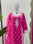 FANCY ROMAN SILK CHINE STITCH THREAD WORK TOP BOTTOM WITH DUPATTA PARTY WEAR WHOLESALE PRICE ETHNIC GARMENT (10)