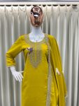 FANCY ROMAN SILK CODING SEQUENCE EMBROIDERY WORK TOP BOTTOM WITH DUPATTA PARTY WEAR WHOLESALE PRICE ETHNIC GARMENT (4)