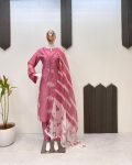 FANCY ROMAN SILK EMBROIDERY WORK AND GPO LACE WITH SOFT ORGANZA IN SLEEVES DESIGN TOP BOTTOM WITH DUPATTA FESTIVE WEAR WHOLESALE PRICE ETHNIC GARMENT (2)