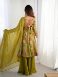 FANCY RROMAN SILK DISCHARGE PRINTING WORK KEDIYA STYLE TOP PALAZZO WITH DUPATTA FESTIVE WEAR WHOLESALE PRICE ETHNIC GARMENT (3)