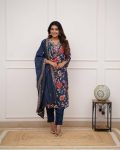 FANCY RUSSIAN SILK SEQUENCE CODING EMBROIDERY WORK TOP BOTTOM WITH DUPATTA PARTY WEAR WHOLESALE PRICE ETHNIC GARMENT (5)
