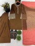 FANCY SATIN SILK EMBROIDERY SEQUENCE WORK TOP PATIYALA WITH DUPATTA FESTIVE WEAR WHOLESALE PRICE ETHNIC GARMENT (3)
