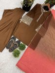 FANCY SATIN SILK EMBROIDERY SEQUENCE WORK TOP PATIYALA WITH DUPATTA FESTIVE WEAR WHOLESALE PRICE ETHNIC GARMENT (3)