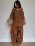FANCY SATIN SILK EMBROIDERY SEQUENCE WORK TOP PATIYALA WITH DUPATTA FESTIVE WEAR WHOLESALE PRICE ETHNIC GARMENT (3)