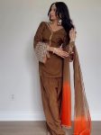 FANCY SATIN SILK EMBROIDERY SEQUENCE WORK TOP PATIYALA WITH DUPATTA FESTIVE WEAR WHOLESALE PRICE ETHNIC GARMENT (3)