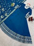 FANCY SATIN SILK THREAD WITH SEQUENCE WORK GOWN WITH DUPATTA PARY WEAR WHOLESALE PRICE ETHNIC GARMENT (6)