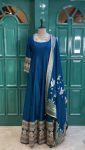 FANCY SATIN SILK THREAD WITH SEQUENCE WORK GOWN WITH DUPATTA PARY WEAR WHOLESALE PRICE ETHNIC GARMENT (6)