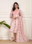 FANCY SHIFLI LINEN COTTON PRINTED MOTI WORK TOP BOTTOM WITH DUPATTA BABYPINK