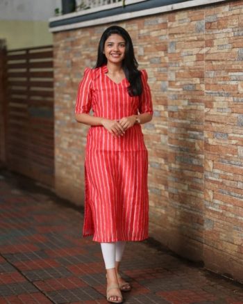 FANCY SOFT COTTON PRINTED ONLY KURTI RED