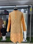 FANCY SOFT COTTON THREAD SEQUENCE WORK MEN'S KURTA PAYJAMA ORANGE