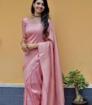 FANCY SOFT LICHI SILK JACQUARD WEAVING WORK SAREE WITH UNSTITCHED BLOUSE PARTY WEAR WHOLESALE PRICE ETHNIC GARMENT (1)