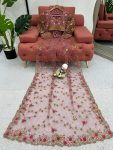 FANCY SOFT NET THREAD SEQUENCE WORK SAREE WITH UNSTITCHED BLOUSE PARTY WEAR WHOLESALE PRICE ETHNIC GARMENT (3)