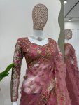 FANCY SOFT NET THREAD SEQUENCE WORK SAREE WITH UNSTITCHED BLOUSE PARTY WEAR WHOLESALE PRICE ETHNIC GARMENT (3)