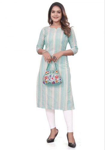 FANCY SOUTH COTTON LINING JARI WORK ONLY KURTI SKY