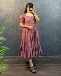 FANCY SOUTH SILK COTTON EMBROIDERY WORK ONE PIECE DRESS CASUAL WEAR WHOLESALE PRICE ETHNIC GARMENT(13)