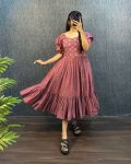 FANCY SOUTH SILK COTTON EMBROIDERY WORK ONE PIECE DRESS CASUAL WEAR WHOLESALE PRICE ETHNIC GARMENT(13)