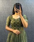 FANCY SOUTH SILK COTTON EMBROIDERY WORK ONE PIECE DRESS CASUAL WEAR WHOLESALE PRICE ETHNIC GARMENT(21)