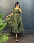 FANCY SOUTH SILK COTTON EMBROIDERY WORK ONE PIECE DRESS CASUAL WEAR WHOLESALE PRICE ETHNIC GARMENT(21)