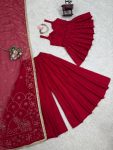 FANCY TABBY ORGANZA MUKESH WORK PEPLUM TOP PALAZZO WITH DUPATTA PARTY WEAR WHOLESALE PRICE ETHNIC GARMENT (5)