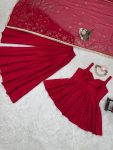 FANCY TABBY ORGANZA MUKESH WORK PEPLUM TOP PALAZZO WITH DUPATTA PARTY WEAR WHOLESALE PRICE ETHNIC GARMENT (5)