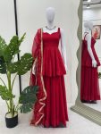 FANCY TABBY ORGANZA MUKESH WORK PEPLUM TOP PALAZZO WITH DUPATTA PARTY WEAR WHOLESALE PRICE ETHNIC GARMENT (5)