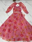 FANCY TABBY ORGANZA SILK FLORAL PRINT LEHENGA CHOLI WITH DETACHABLE SLEEVES PARTY WEAR WHOLESLAE PRICE ETHNIC GARMENT (2)