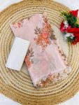 FANCY TABBY SILK PRINTED HAND WORK SAREE WITH UNSTITCHED BLOUSE CREAM