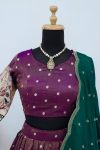 FANCY TISSUE SILK EMBROIDERY SEQUENCE LACE WORK LEHENGA CHOLI WITH DUPATTA FESTIVE WEAR WHOLESALE PRICE ETHNIC GARMENT (3)