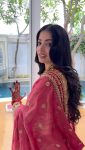 FANCY TWILL NET CODING EMBROIDERY SEQUENCE THREAD WORK SAREE WITH UNSTITCHED BLOUSE PARTY WEAR WHOLESALE PRICE ETHNIC GARMENT (2)