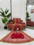 FANCY TWILL NET CODING EMBROIDERY SEQUENCE THREAD WORK SAREE WITH UNSTITCHED BLOUSE PARTY WEAR WHOLESALE PRICE ETHNIC GARMENT (2)