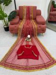 FANCY TWILL NET CODING EMBROIDERY SEQUENCE THREAD WORK SAREE WITH UNSTITCHED BLOUSE PARTY WEAR WHOLESALE PRICE ETHNIC GARMENT (2)