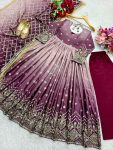 FANCY TWO TONE CHINON SILK EMBROIERY SEQUENCE WORK GOWN BOTTOM WITH DUPATTA FESTIVE WEAR WHOLESALE PRICE ETHNIC GARMENT (1)