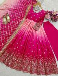 FANCY TWO TONE CHINON SILK EMBROIERY SEQUENCE WORK GOWN BOTTOM WITH DUPATTA FESTIVE WEAR WHOLESALE PRICE ETHNIC GARMENT (2)