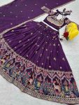 FANCY VICHITRA SILK EMBROIDERY SEQYENCE CODING THREAD WORK LEHNEGA CHOLI WITH DUPATTA PARTY WEAR WHOLESALE PRICE ETHNIC GARMENT (4)