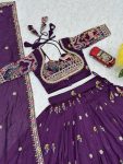 FANCY VICHITRA SILK EMBROIDERY SEQYENCE CODING THREAD WORK LEHNEGA CHOLI WITH DUPATTA PARTY WEAR WHOLESALE PRICE ETHNIC GARMENT (4)