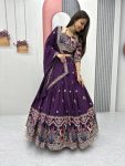 FANCY VICHITRA SILK EMBROIDERY SEQYENCE CODING THREAD WORK LEHNEGA CHOLI WITH DUPATTA PARTY WEAR WHOLESALE PRICE ETHNIC GARMENT (4)